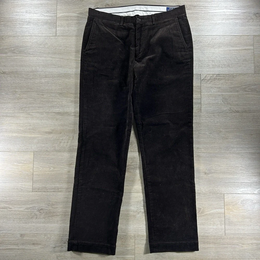 Polo‎ Ralph Lauren Men's 34x34 ( 34x33) Brown Corduroy Stretch Classic Fit Pants